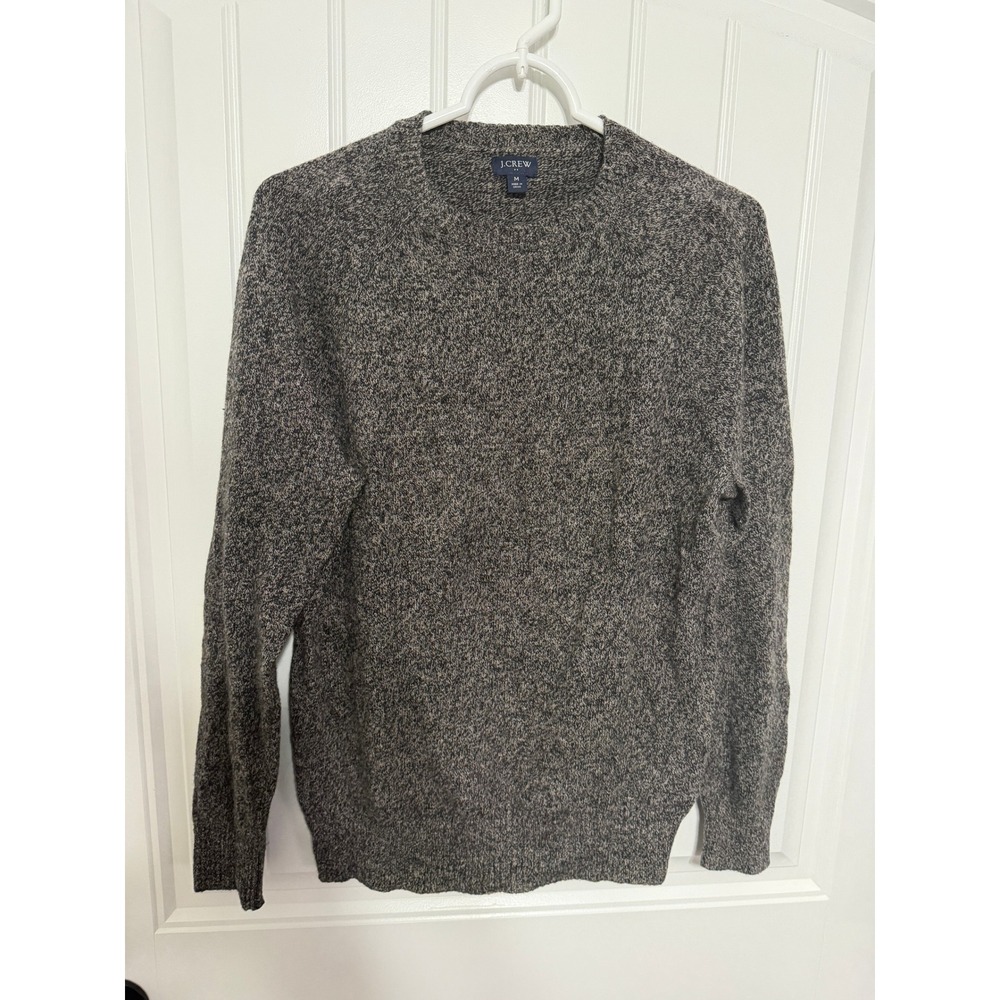 J.Crew Sweater Mens M Charcoal Grey Marled Lambswool Blend Crewneck EUC